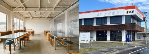 海の家の外観と店内の様子
